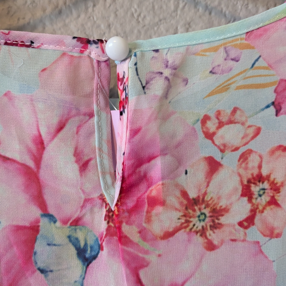 🔥SALE🔥 Floral Print Women's Top - Multicolor Sheer Sz.L - Picture 9 of 9
